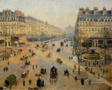  pissarro - the avenue de l opera paris sunlight winter morning Camille Pissarro